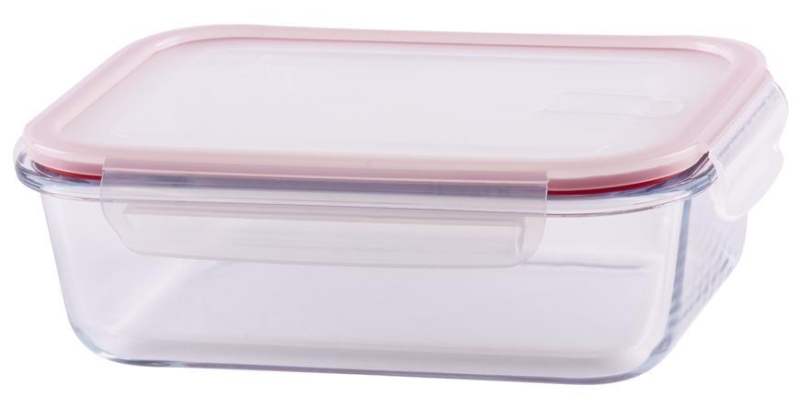 Dóza MagicHome BSG2, 1500 ml, 22x17x7 cm, obdĺžniková, borosilikátové sklo/PP, Clip