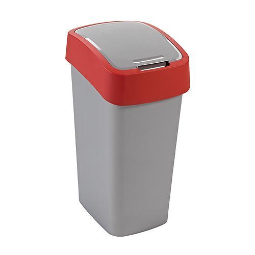 Kôš Curver® FLIP BIN 25L, šedostrieborný/červený, na odpad