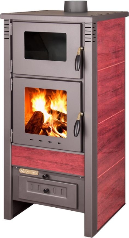Kachle Pro TAURUS Ceramic, červené, 12 kW, 120 mm, s rúrou na pečenie