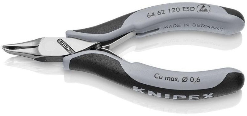 Klieste KNIPEX 64 62 120 ESD, 120 mm, stipacie, sikmy mini brit, 65st, pre elektroniku