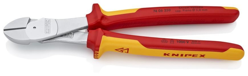 Klieste KNIPEX 74 06 250, 250 mm, stipacie, bocne, silove, CrV, VDE 1000V