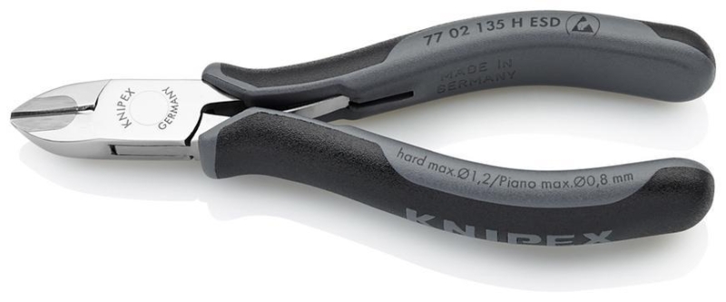 Klieste KNIPEX 77 02 135 H ESD, stipacie, bocne, pre elektroniku, karbid. brit