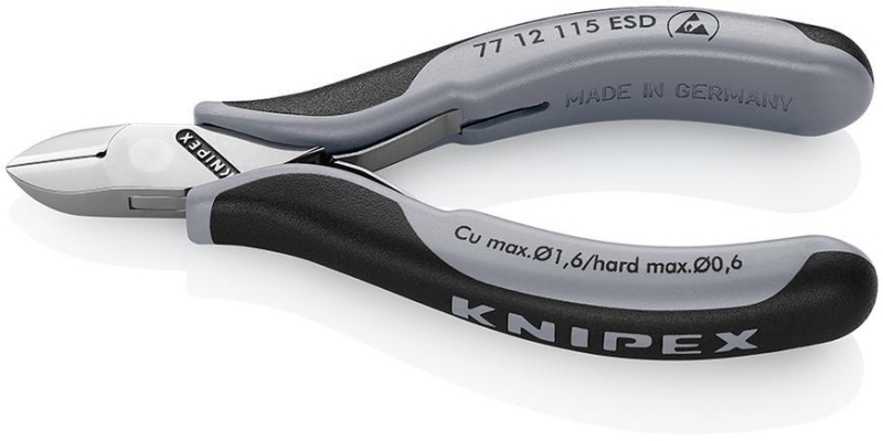 Klieste KNIPEX 77 12 115 ESD, stipacie, bocne, pre elektroniku, prievl. klb