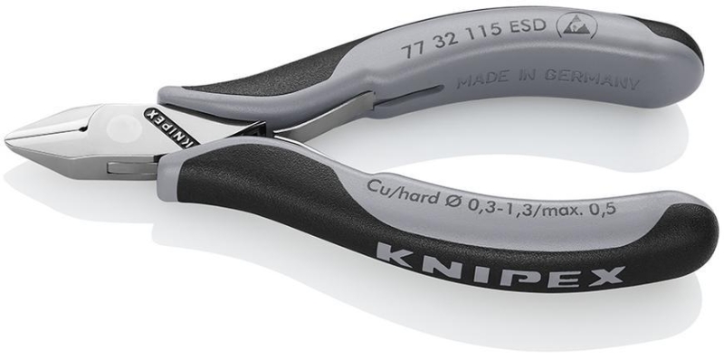 Klieste KNIPEX 77 32 115 ESD, stipacie, bocne, pre elektroniku, prievl. klb