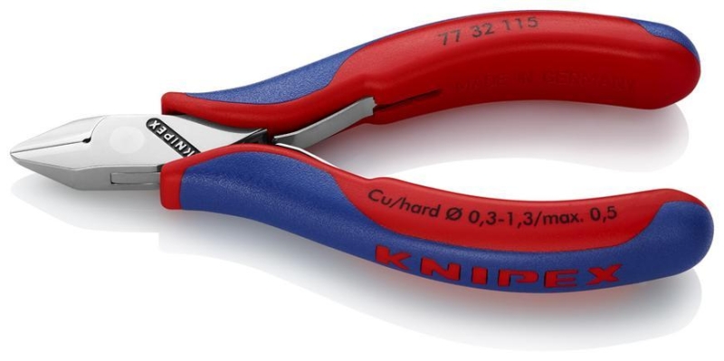 Klieste KNIPEX 77 32 115, 115 mm, stipacie, bocne, pre elektroniku, prievl. klb