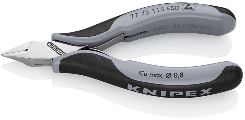 Klieste KNIPEX 77 72 115 ESD, stipacie, bocne, pre elektroniku, prievl. klb