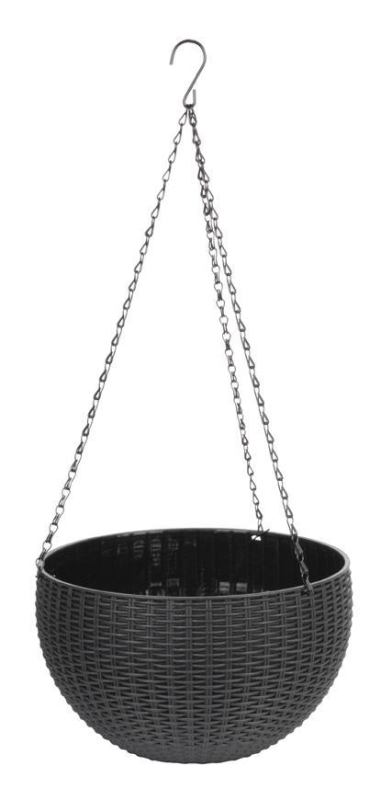 Kvetináč Strend Pro Modern, visiaci, tmavošedá, 26x16cm, reťaz