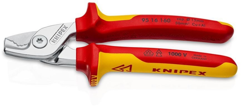 Noznice kablove KNIPEX 95 16 160 SB, 160 mm, do 15mm/50mm2, VDE