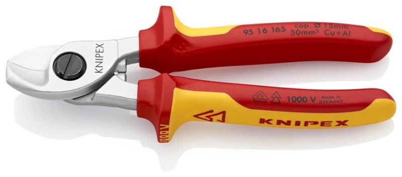 Noznice kablove KNIPEX 95 16 165 SB, 165 mm, do 15mm/50mm2, VDE