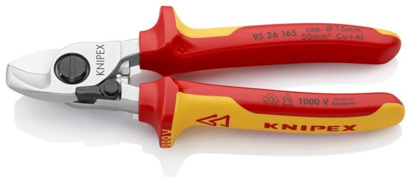 Noznice kablove KNIPEX 95 26 165 SB, 165 mm, do 15mm/50mm2, VDE