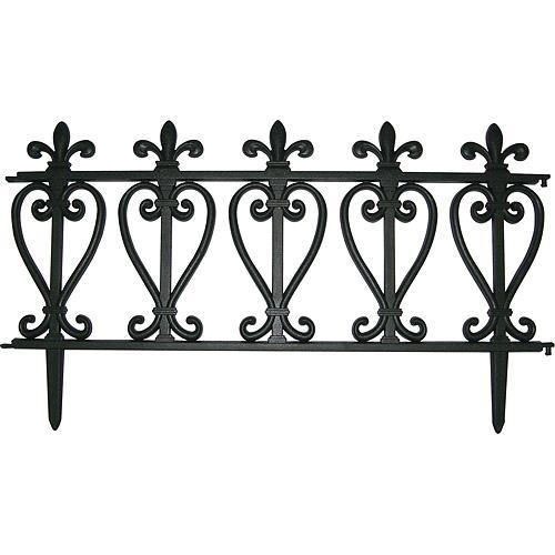 Ohrada Gardens F419, 61,5x33.5 cm, 240 cm/set, 4 ks, plastový, čierny, mini dekoračný plot