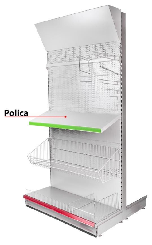 Polica Racks H09 0950x470x0.8 mm, s držiakmi *M*, max. 100 kg