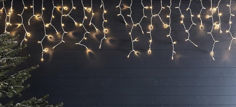 Reťaz MagicHome Vianoce Icicle, 480 LED teplá biela,  cencúľová, jednoduché svietenie, 230 V, 50 Hz, IP44, časovač, exteriér, L-12 m