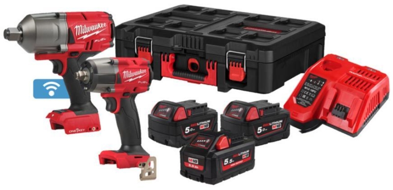 Set Milwaukee M18 FPP2AS-553P, utahovaky 3/4"+1/2", 3x5,0Ah