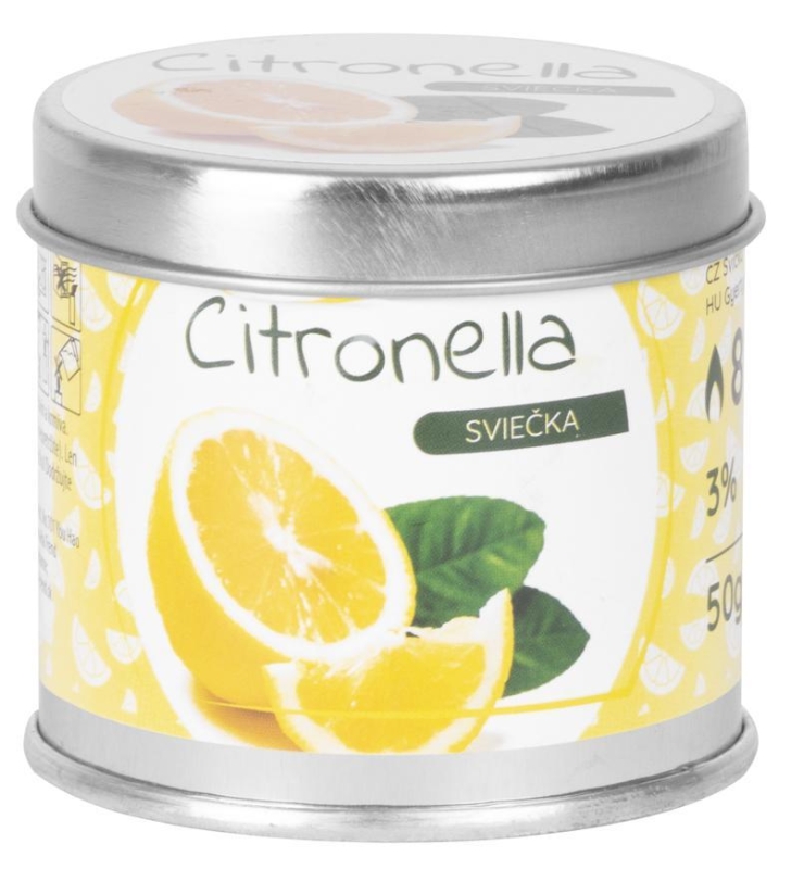Sviečka Citronella 50 g, plechovka, 55x55 mm