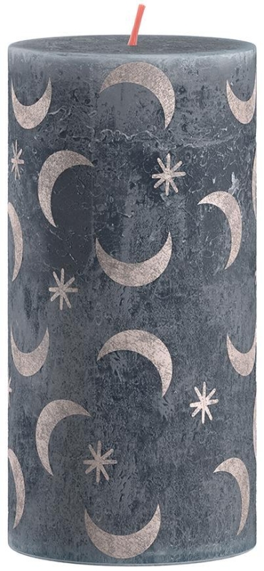 Sviečka bolsius Rustic, Vianočná, with print Slate Blue, 130/68 mm