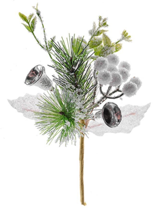 Vetvička MagicHome Vianoce, so zvončekom 18 cm, bal. 6 ks